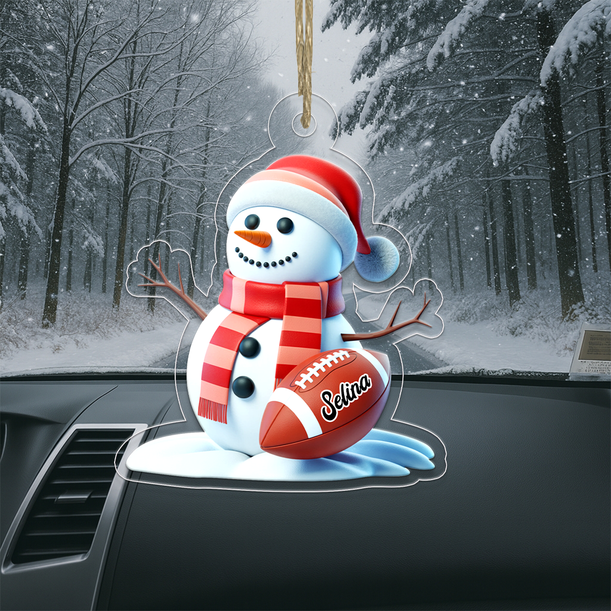 Custom Name Football Snowman Acrylic Ornament Christmas Gift