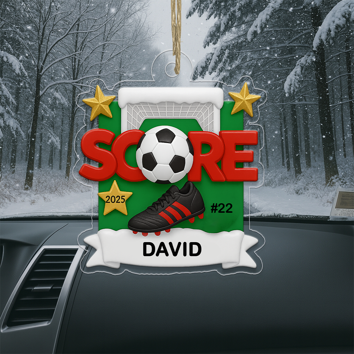 Custom Name Soccer Player 2025 Acrylic Ornament Christmas Gift