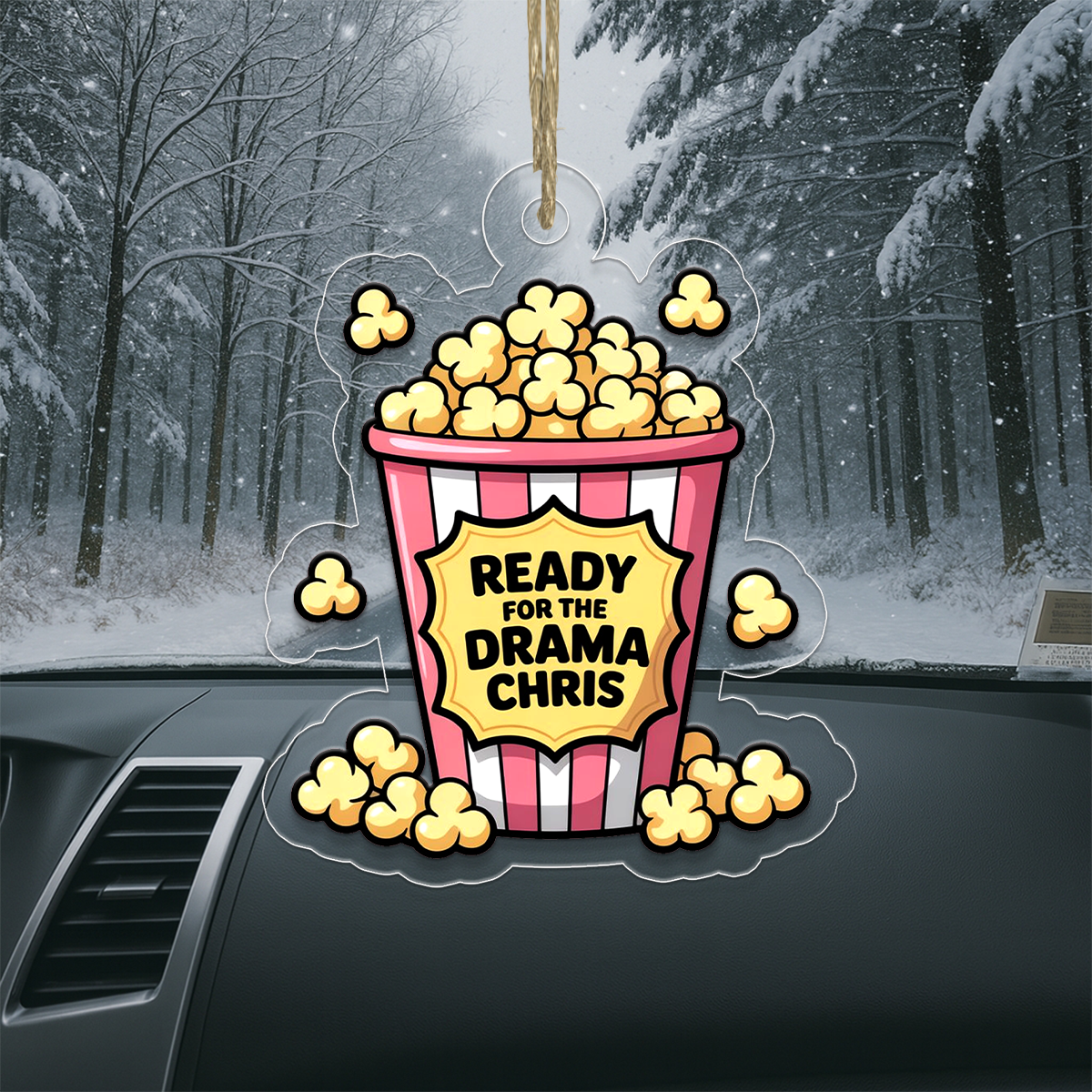 Personalized Popcorn Ready For The Drama Ornament, Funny Gag Gift Christmas Ornament, Sassy Ornament for Drama Lovers