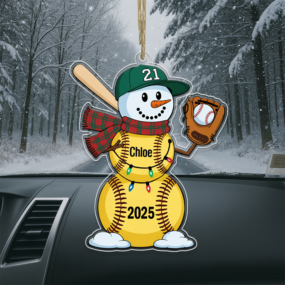 Personalized Softball Ornament Custom Softball Acrylic Ornament Christmas Gift