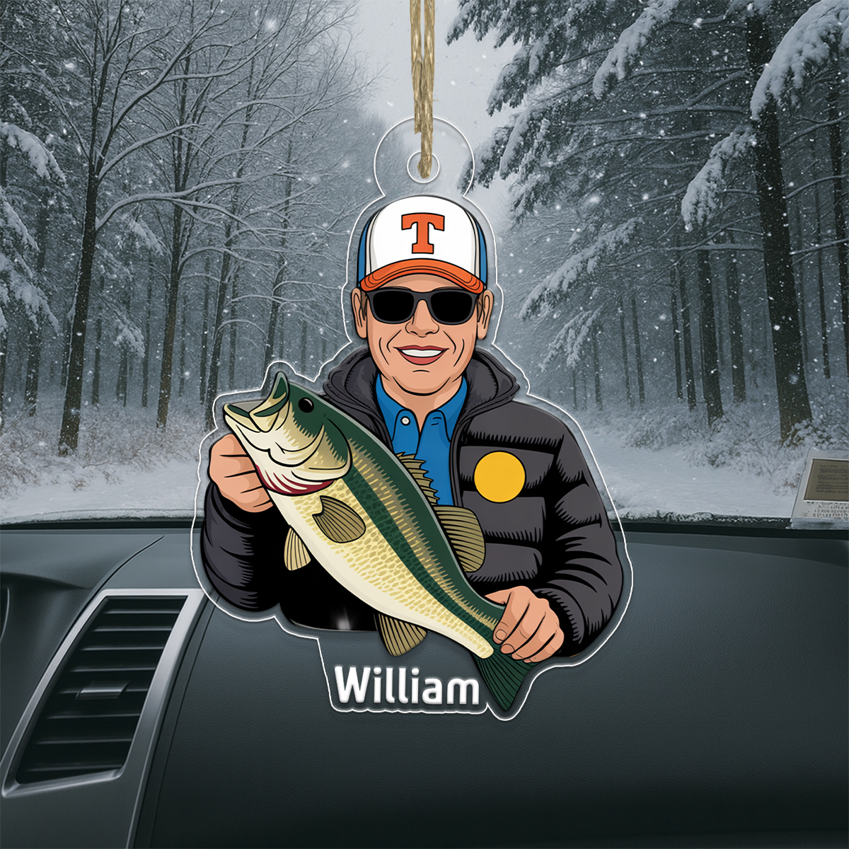 Custom Photo Fisherman Acrylic Ornament Christmas Gift