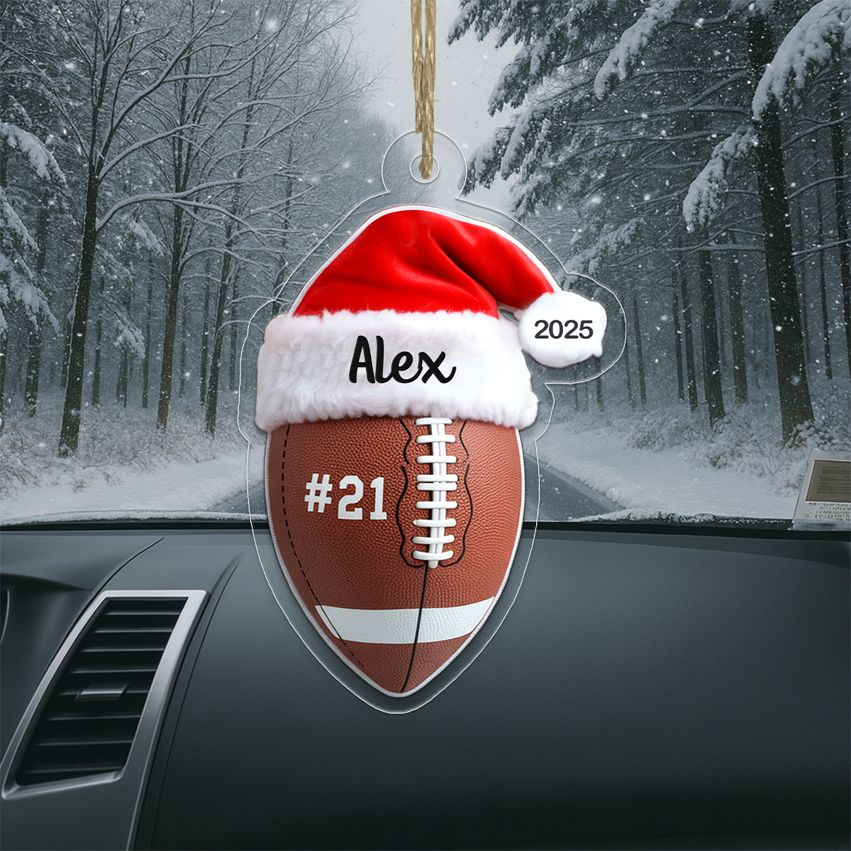 Custom Name Football Merry Christmas Acrylic Ornament Christmas Gift