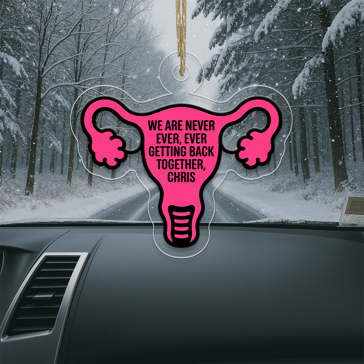 Personalized We Are Never Ever Ever Getting Back Together Uterus Ornament, Funny Breakup Christmas Ornament, Holiday Humor Decoration