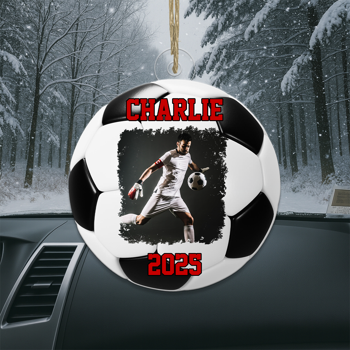 Custom Photo Soccer Player Acrylic Ornament Christmas Gift