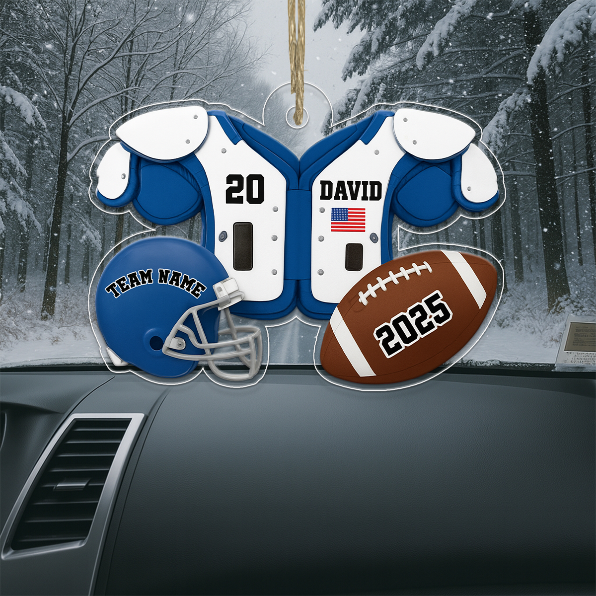 Custom Name Football Uniform 2025 Acrylic Ornament Christmas Gift