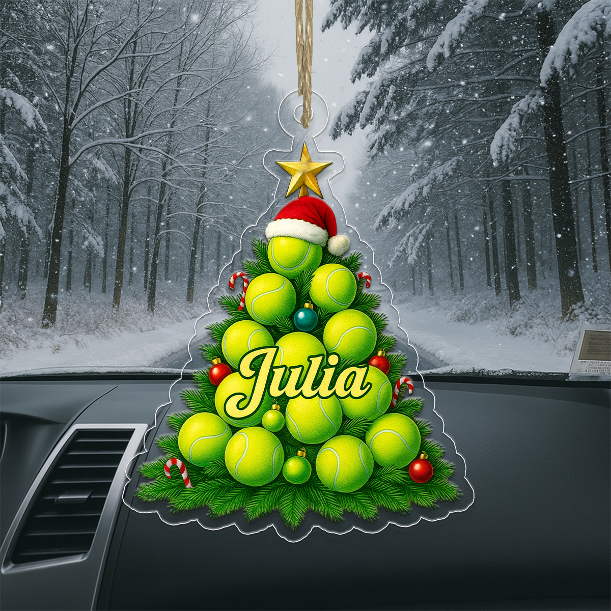 Custom Name Tennis Xmas Tree Acrylic Ornament Christmas Gift