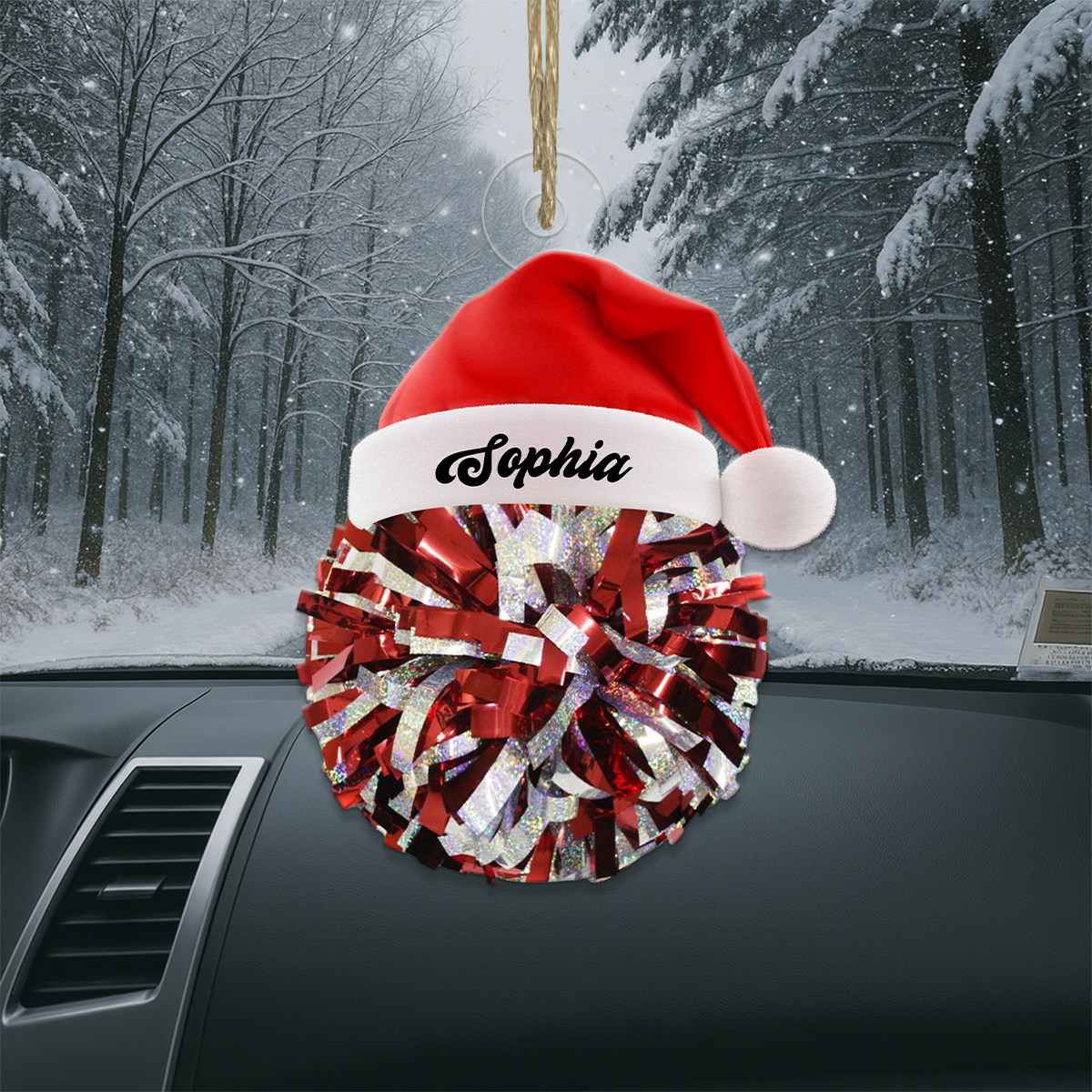 Custom Name Santa Cheerleader Acrylic Ornament Christmas Gift