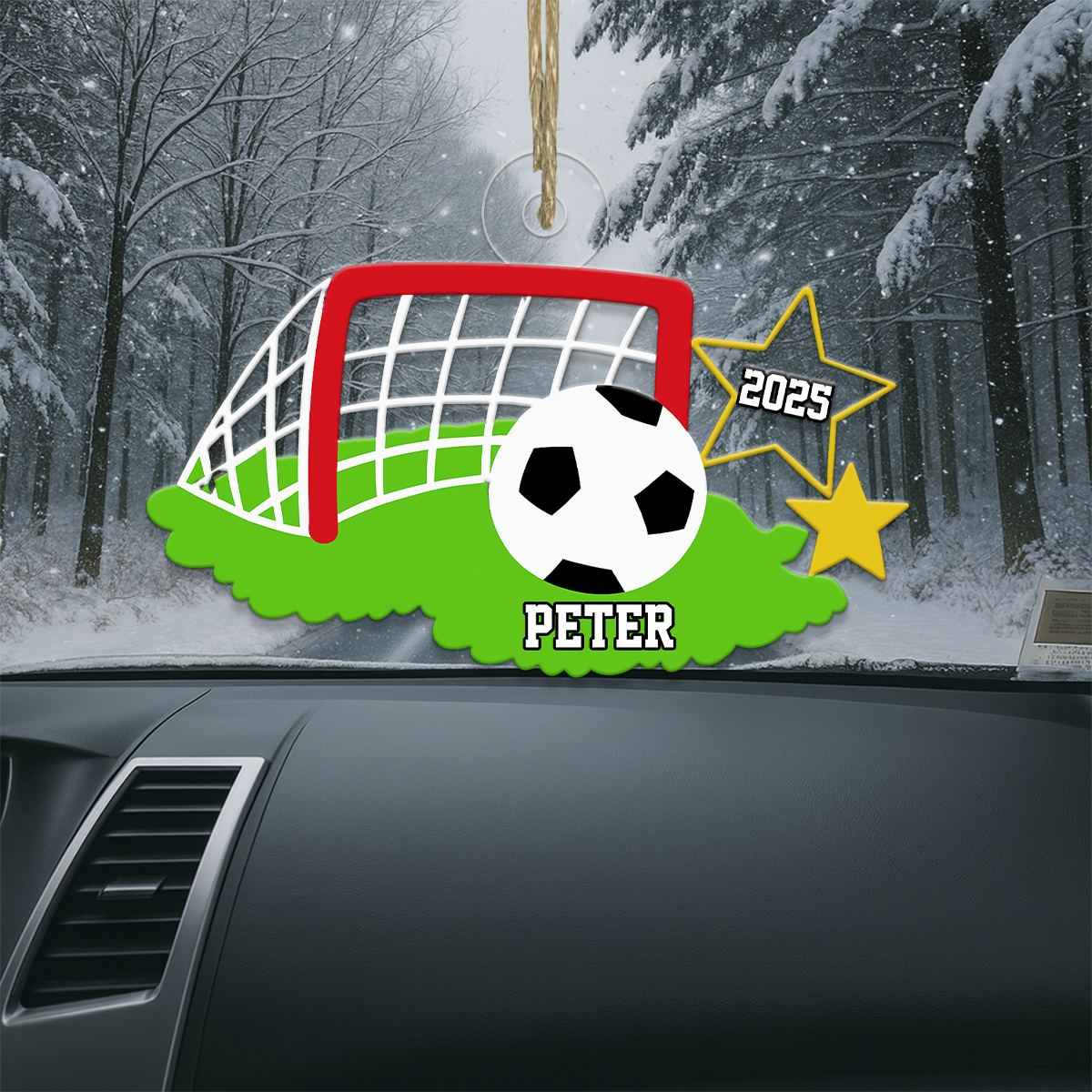 Custom Name Soccer Goal Acrylic Ornament Christmas Gift