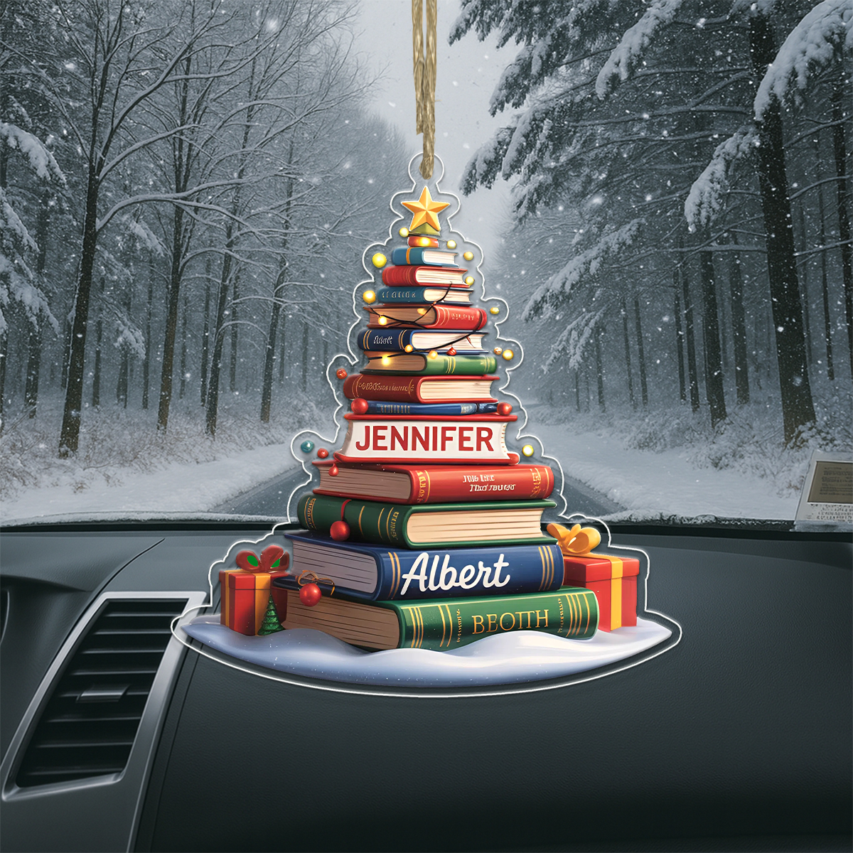 Custom Name Book Christmas Tree Acrylic Ornament Christmas Gift