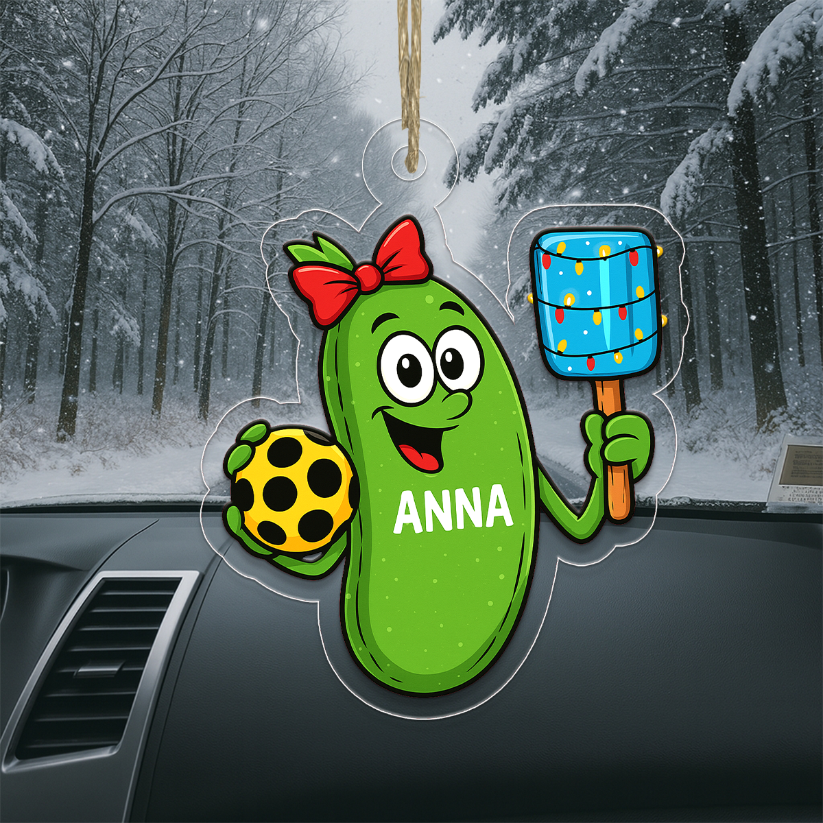 Custom Name Pickleball Girl Acrylic Ornament Christmas Gift