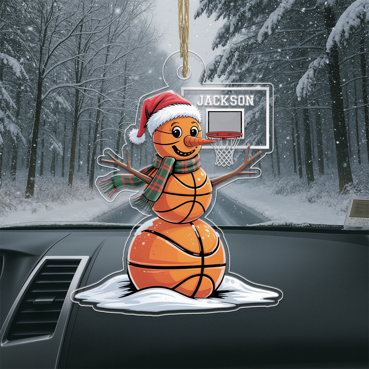 Custom Name Basketball Snowman Xmas Acrylic Ornament Christmas Gift
