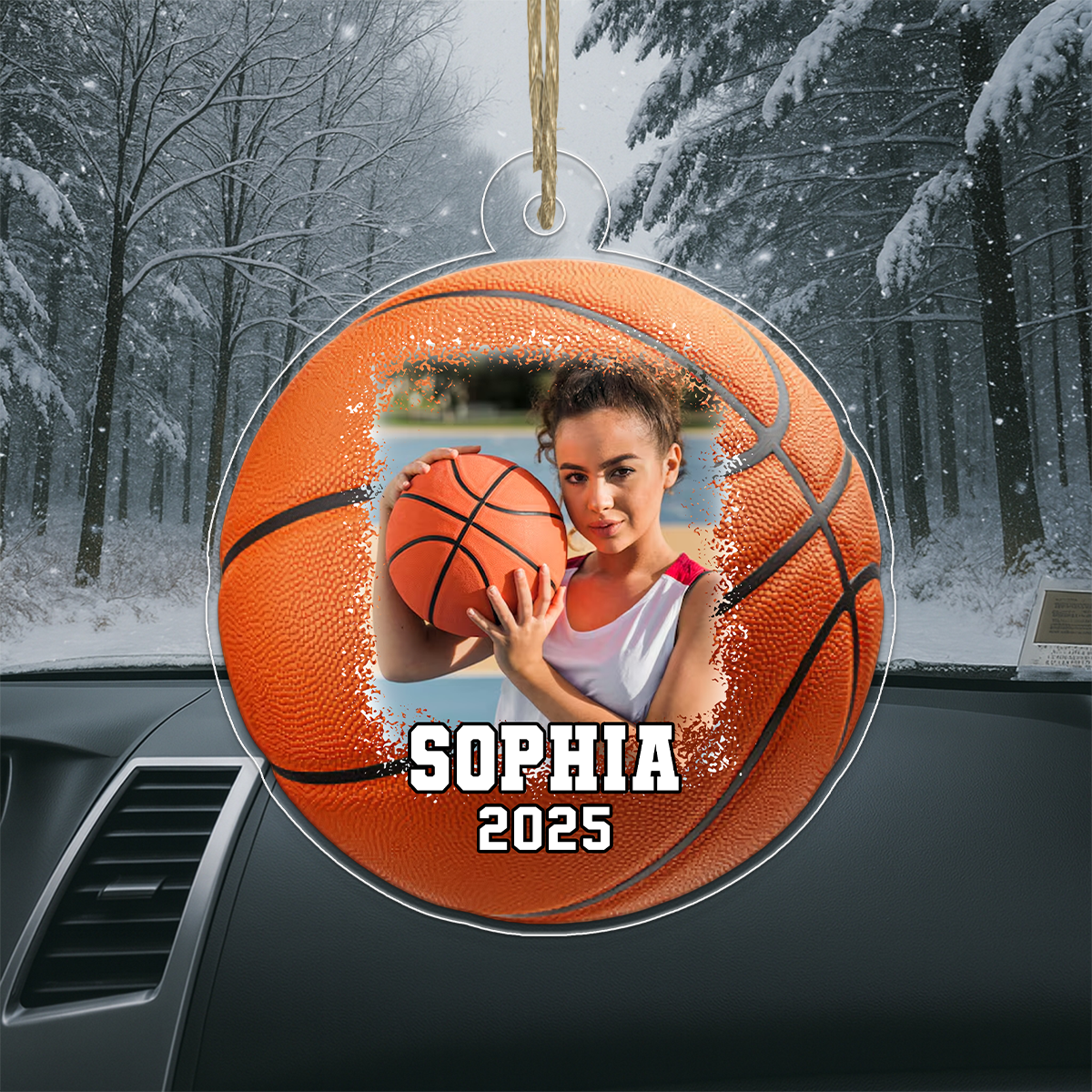 Custom Photo Basketball Player With Name And Number Acrylic Ornament Christmas Gift
