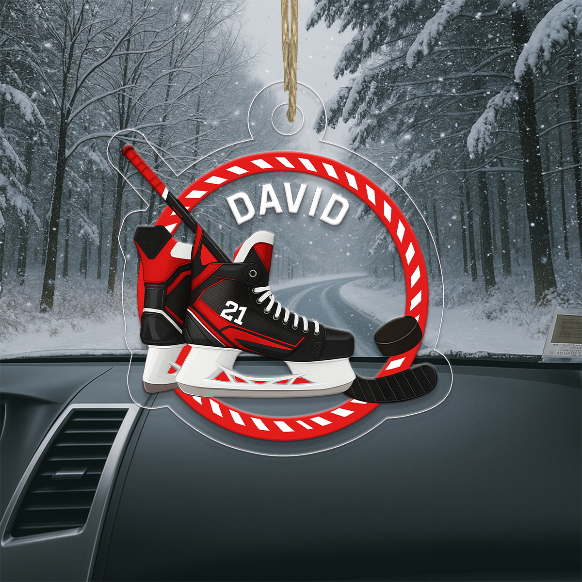 Custom Name And Number Ice Hockey Skate Acrylic Ornament Christmas Gift