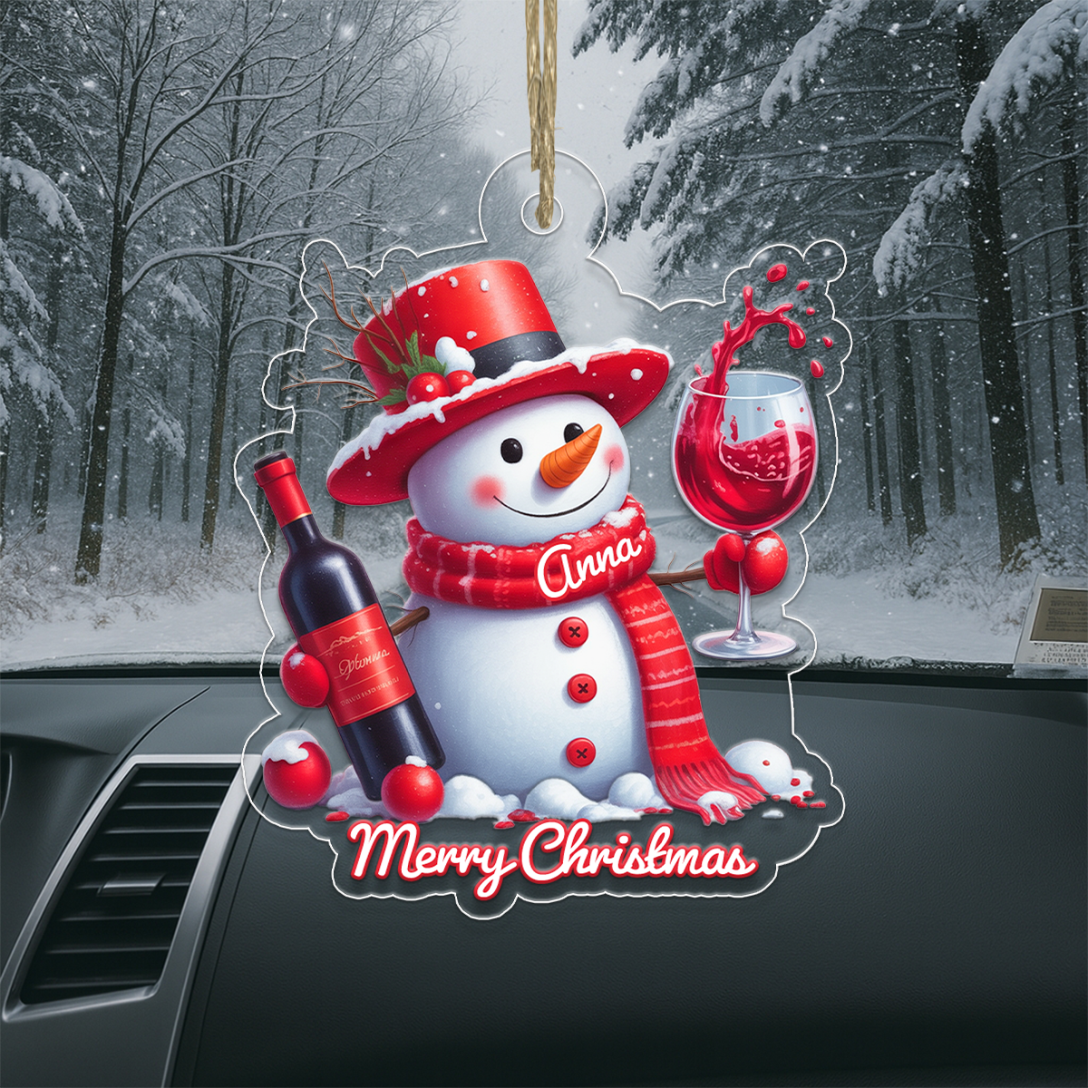 Custom Name Wine Lover Snowman