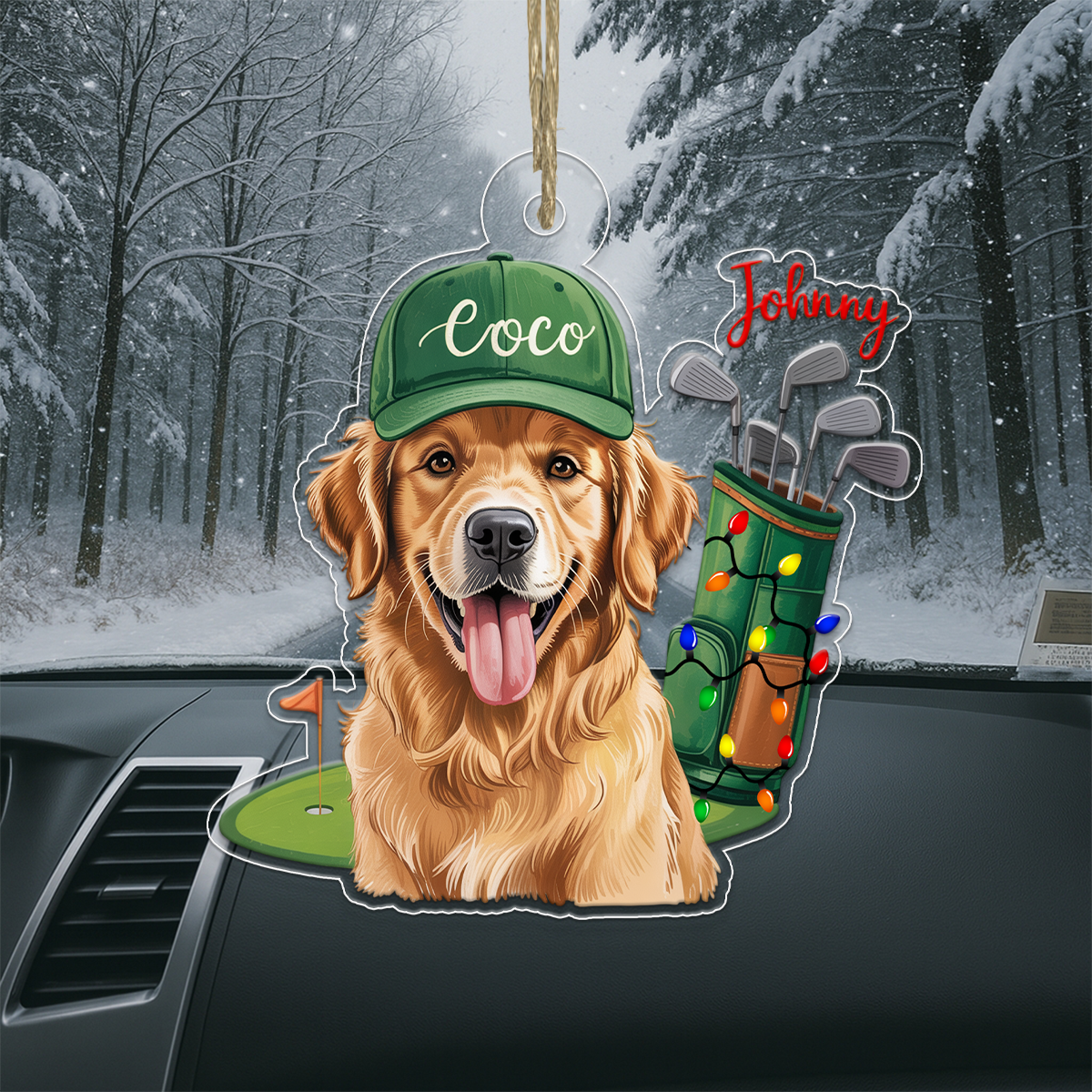 Custom Photo Dog For Golf Lover Acrylic Ornament Christmas Gift