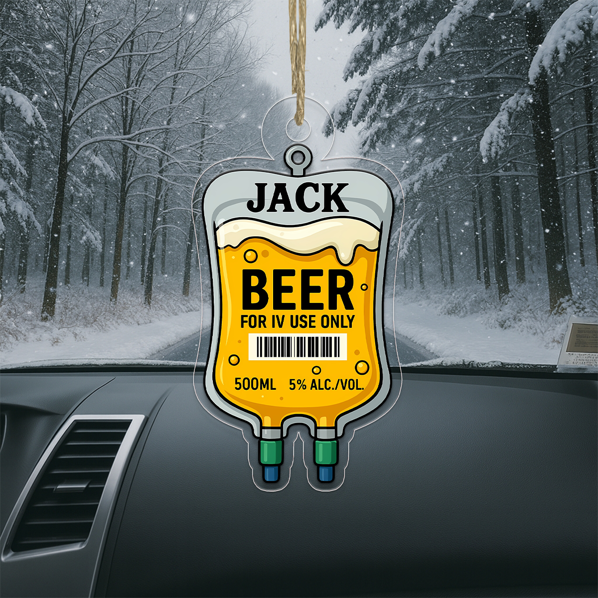 Personalized Funny Beer Bag Ornament, Custom Beer Lover Christmas Ornament,Gift for Beer Drinkers, Holiday Party Decoration, Unique Keepsake