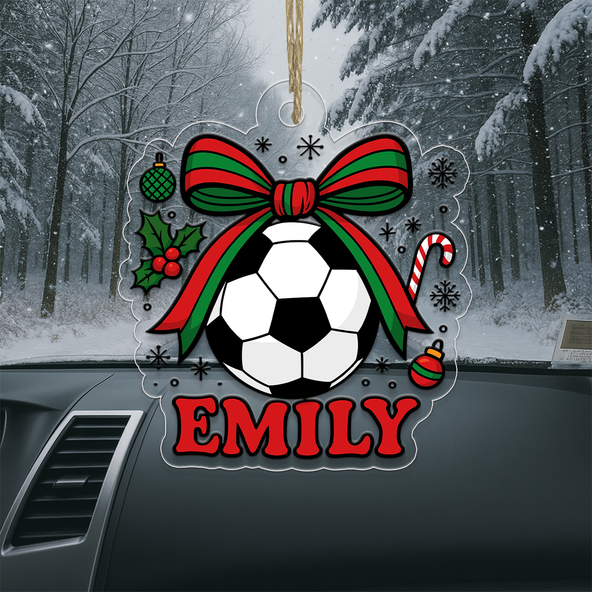 Custom Name Soccer Girl Acrylic Ornament Christmas Gift