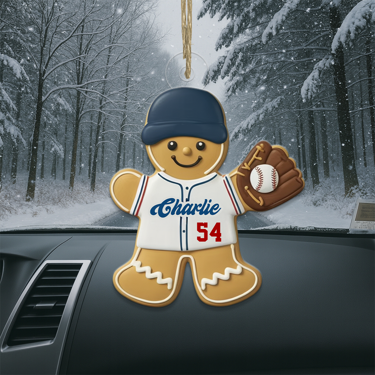 Custom Name Gingerbread Baseball Acrylic Ornament Christmas Gift