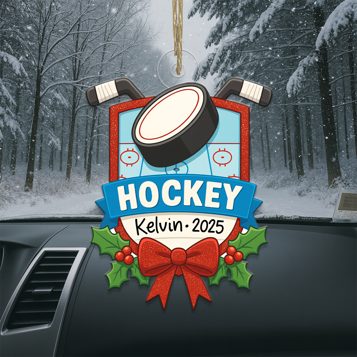 Custom Name Hockey Player Coach Acrylic Ornament Christmas Gift