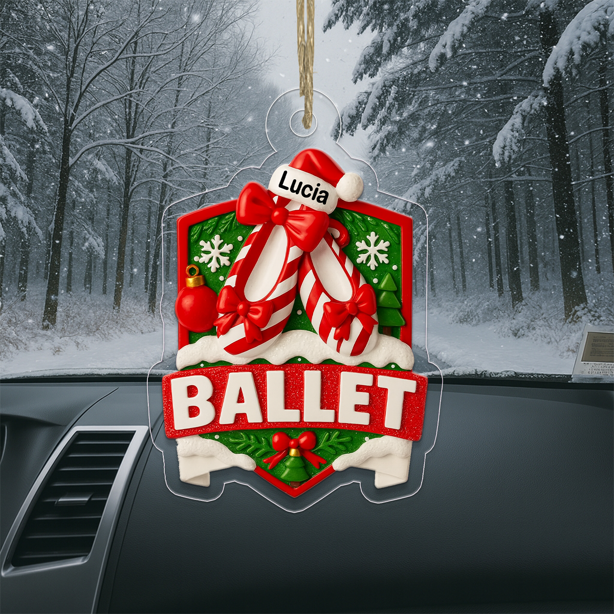 Custom Name Ballet Shoes Acrylic Ornament Christmas Gift
