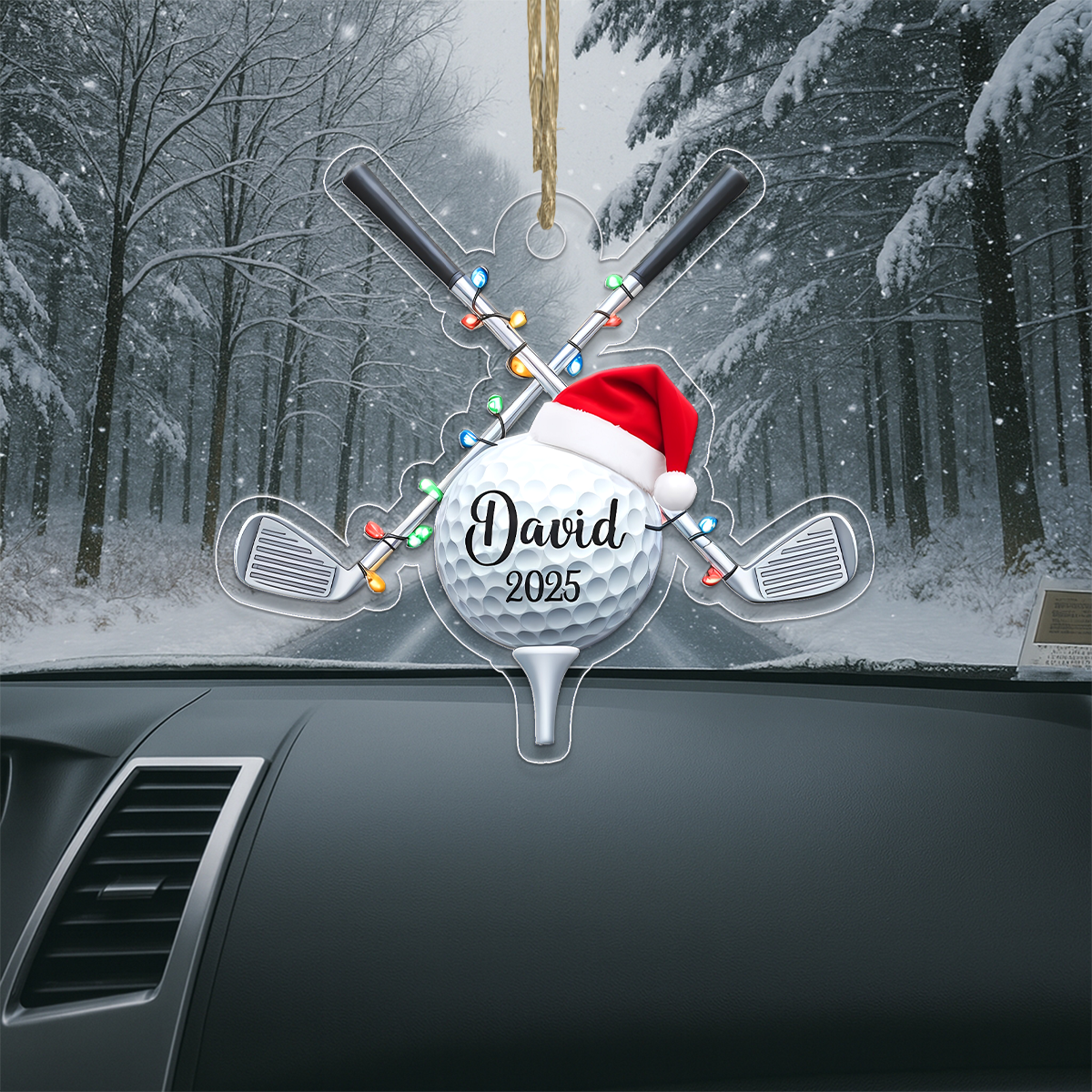 Custom Name Golfer Santa Acrylic Ornament Christmas Gift