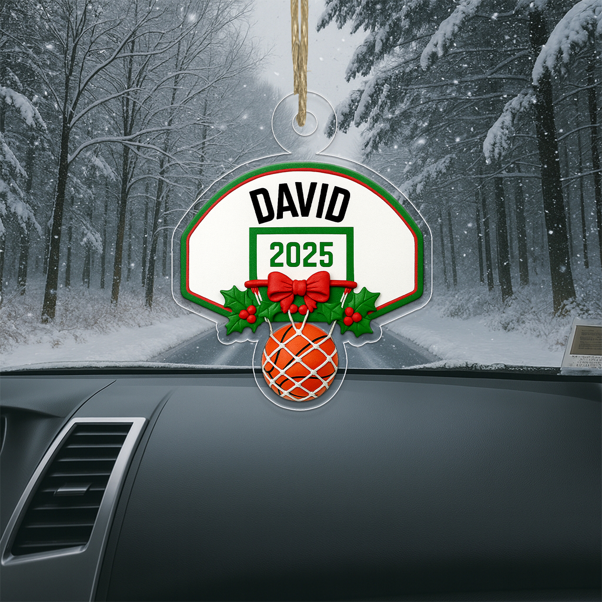 Custom Name Basketball Xmas 2025 Acrylic Ornament Christmas Gift