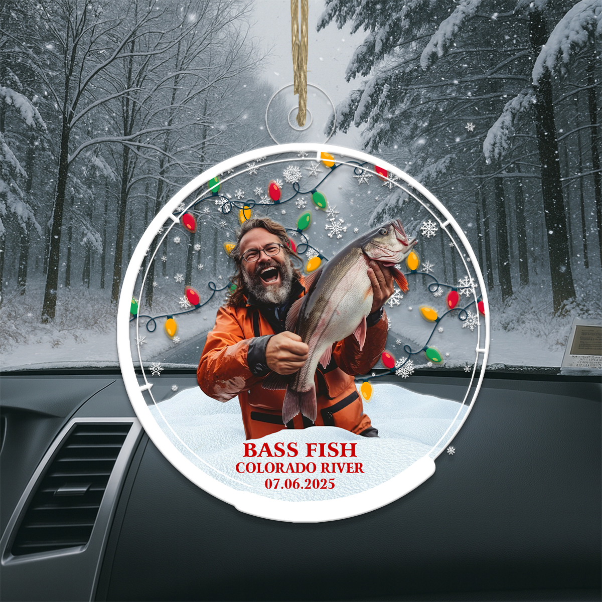 Custom Photo Fishing Christmas Acrylic Ornament Christmas Gift