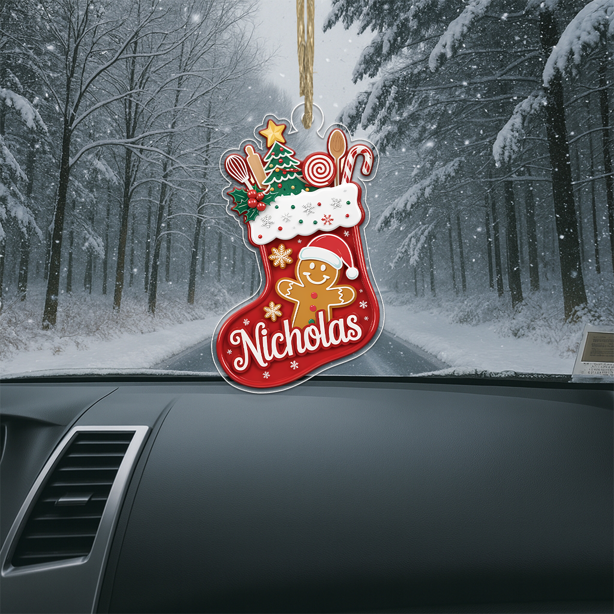 Custom Name Cooking Hub Christmas Stocking With Utensils Acrylic Ornament Christmas Gift