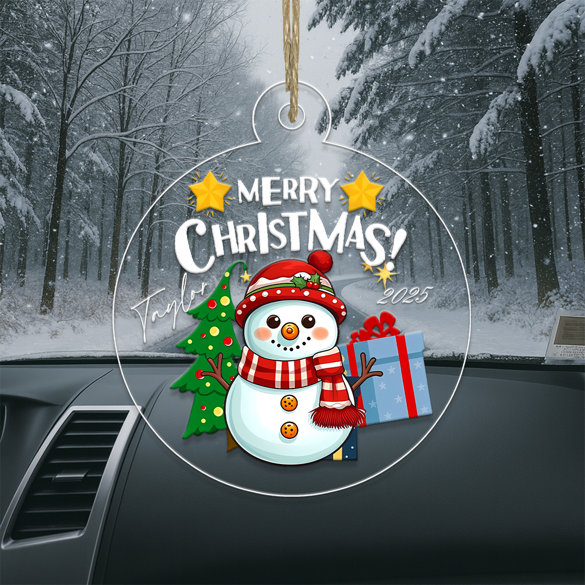 Custom Name Pickleball Snowman Acrylic Ornament Christmas Gift