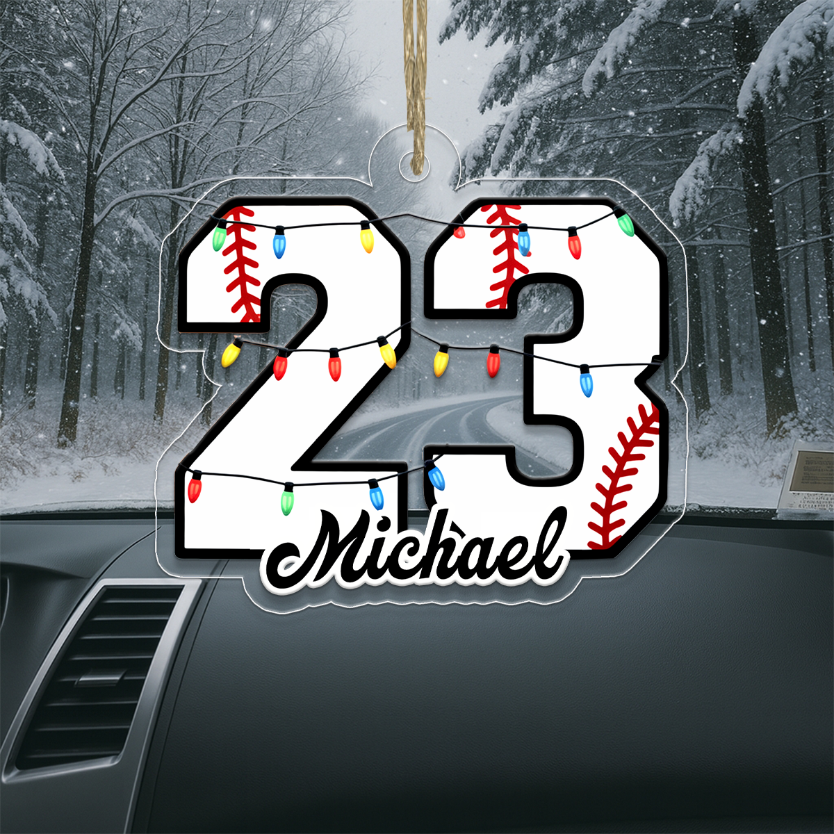 Personalised Christmas Light Baseball Number Acrylic Ornament Christmas Gift
