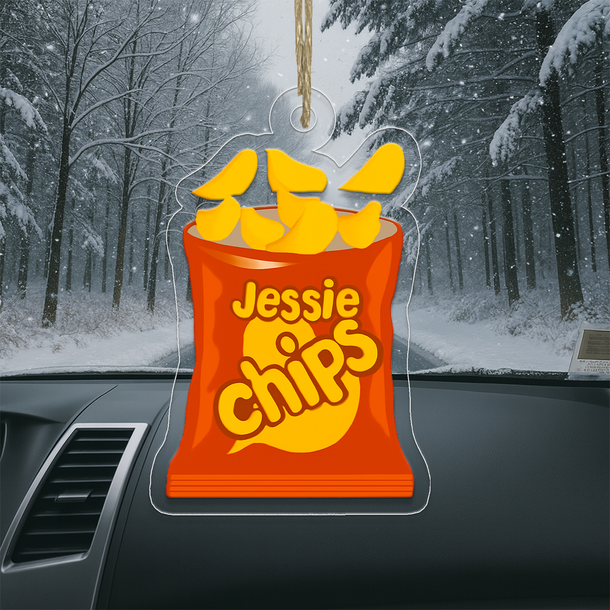 Personalized Chips Snack Ornament, Custom Gift for Food Lovers, Funny Snack Lover Ornament, Unique Holiday Gift, Custom Christmas Ornament