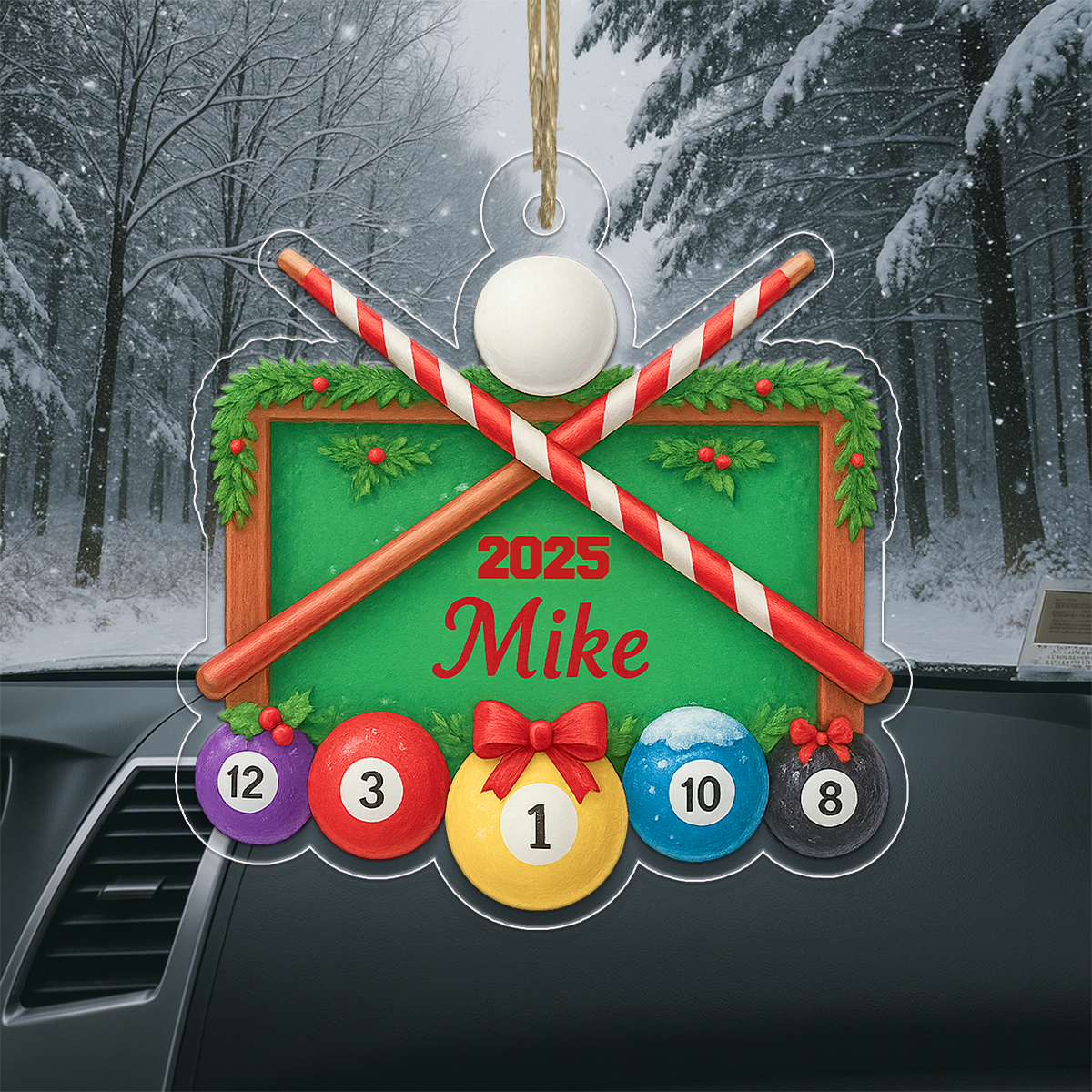 Custom Name Billiard Merry Christmas