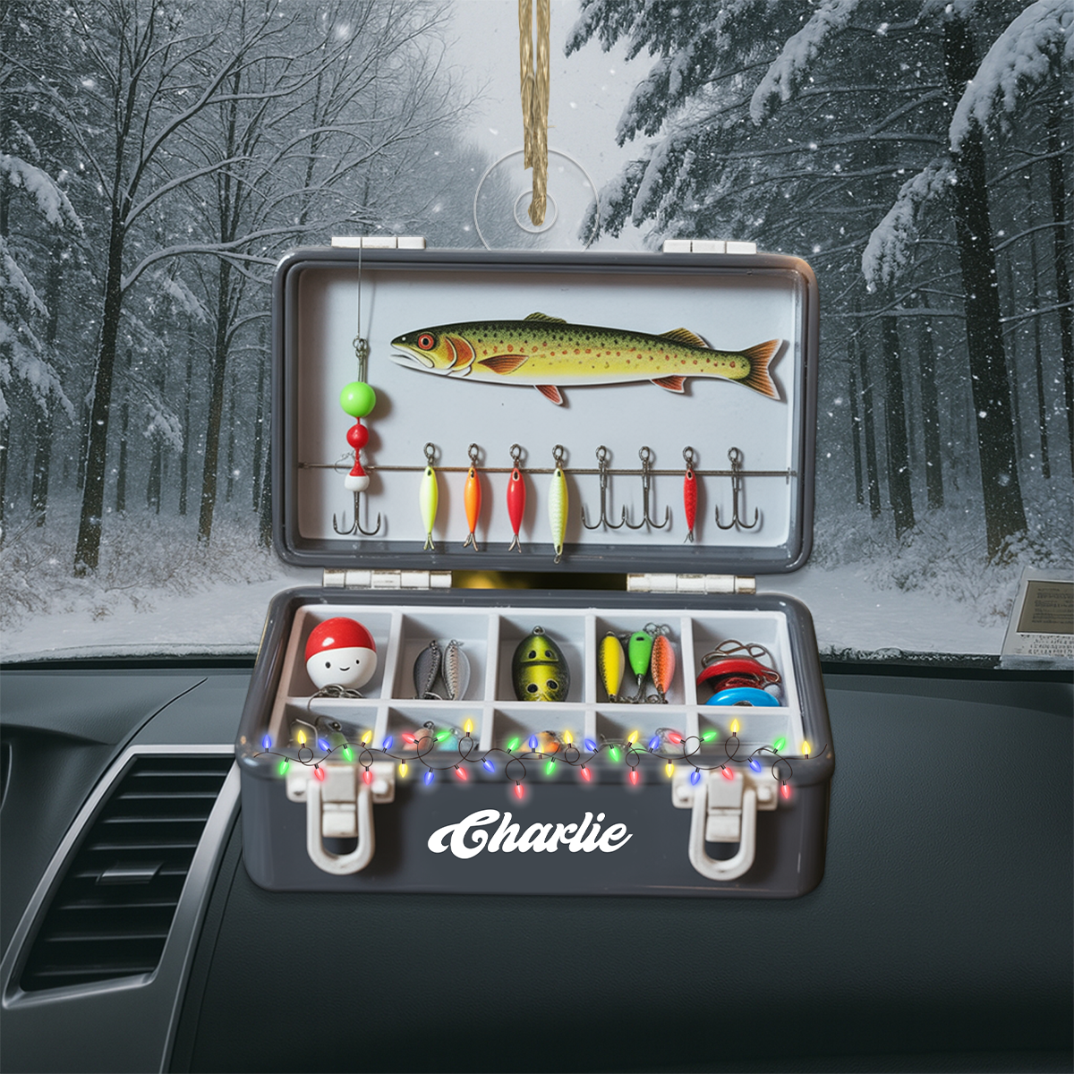 Custom Name Fishing Tackle Box Acrylic Ornament Christmas Gift