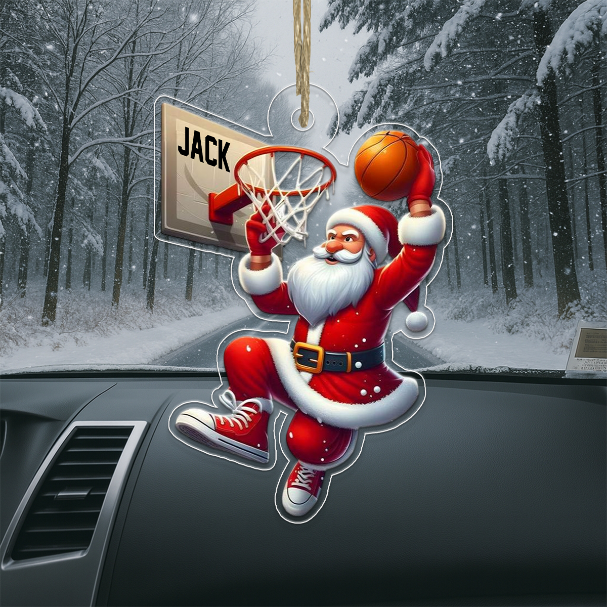 Custom Name BasketBall Player Santa Favorite Acrylic Ornament Christmas Gift