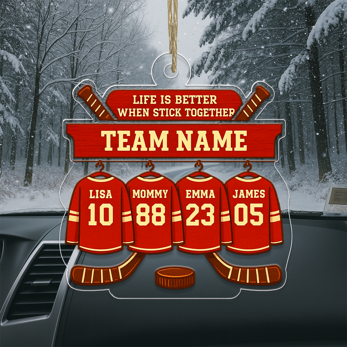Custom Name Hockey Player Team Acrylic Ornament Christmas Gift