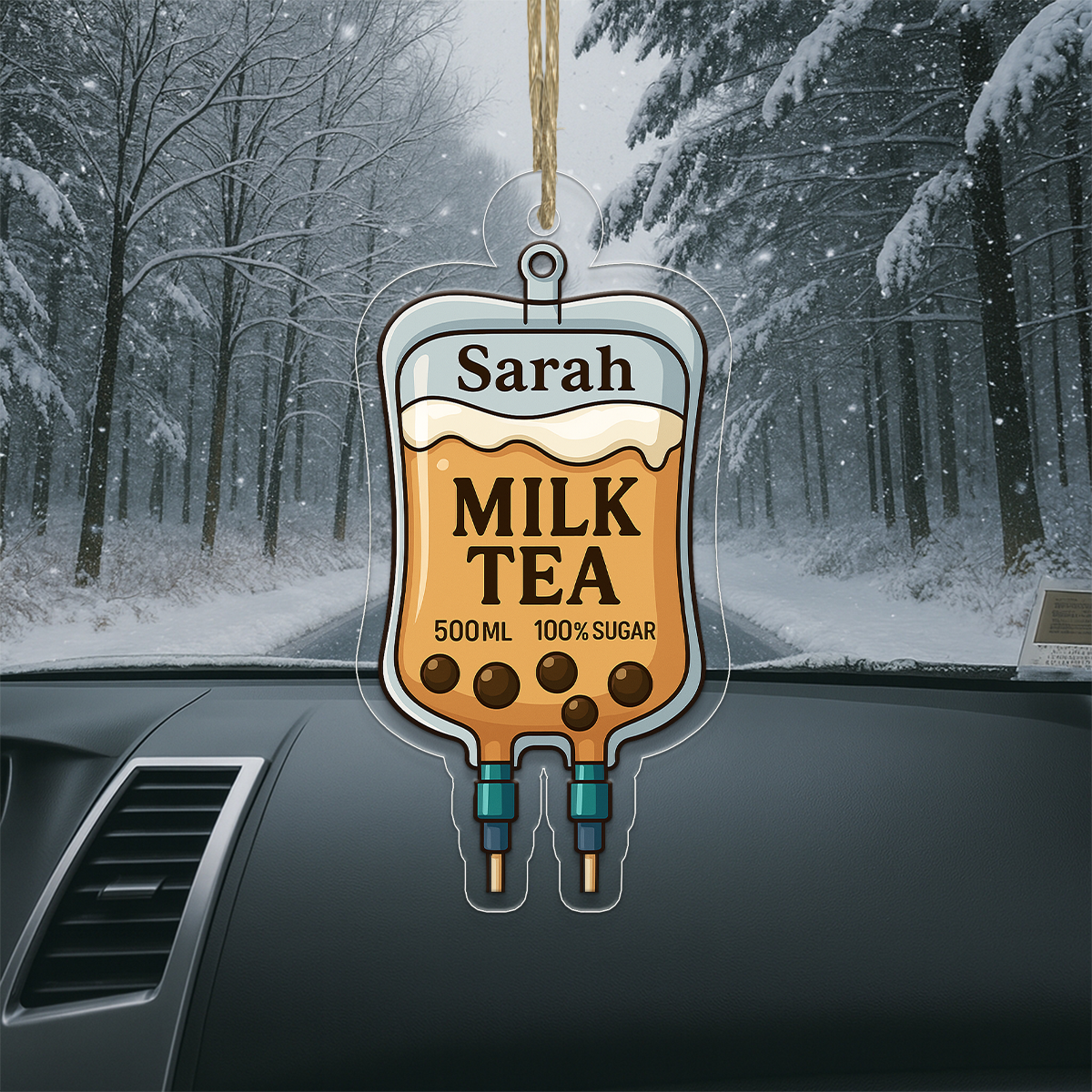 Personalized Milk Tea Bag Ornament, Custom Bubble Tea Christmas Ornament, Milk Tea Lover Gift, Drink Ornament, Holiday Keepsake Decoration