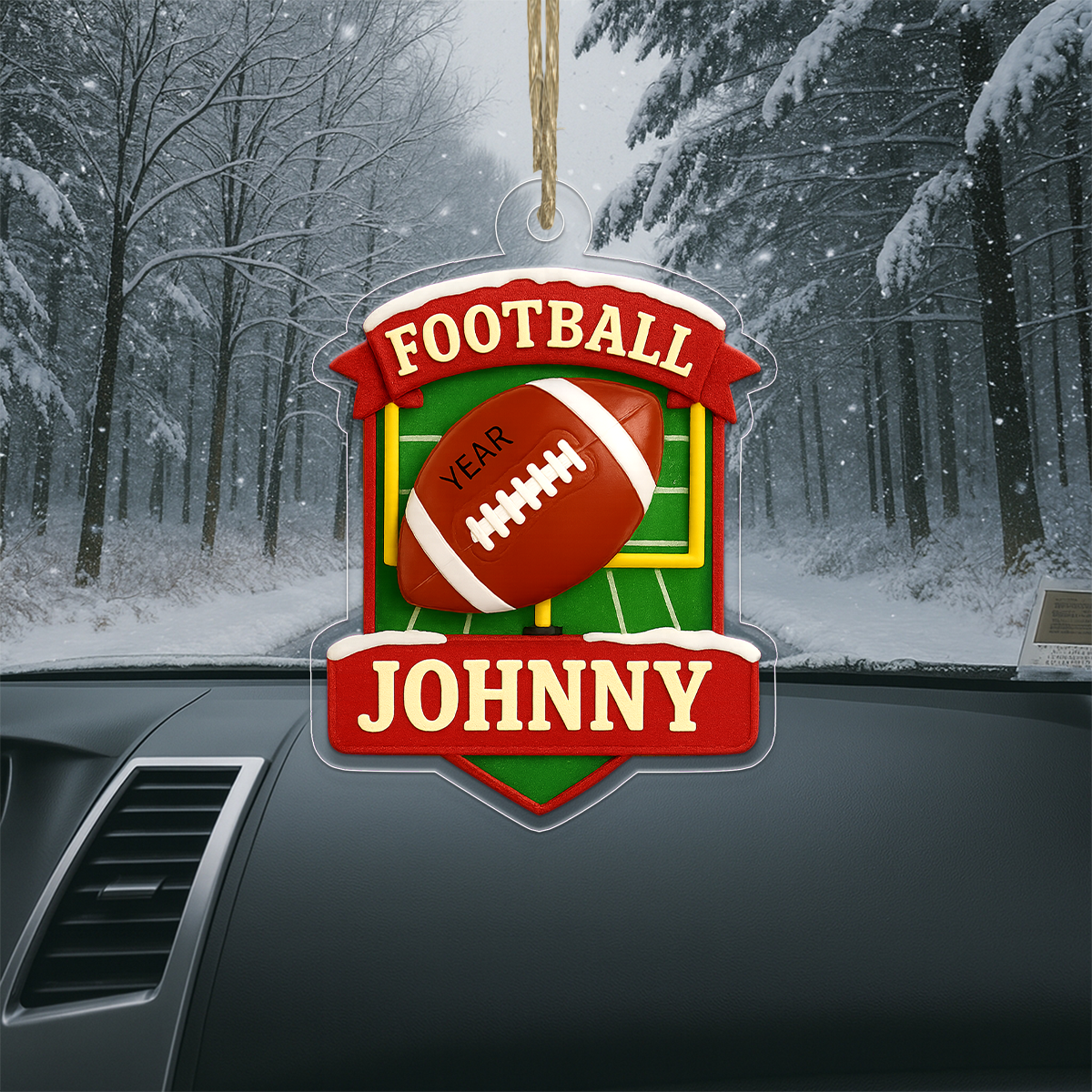 Custom Name Football 2025 Acrylic Ornament Christmas Gift