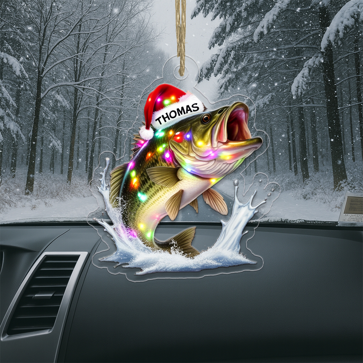 Custom Name Bass Fishing Xmas Acrylic Ornament Christmas Gift