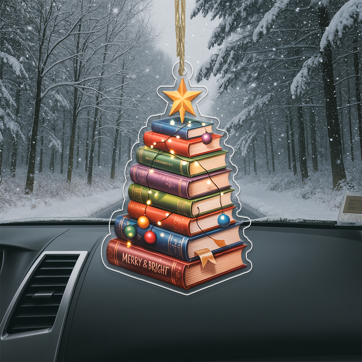 Custom Name Bookstack Christmas Ornament 1 Acrylic Ornament Christmas Gift