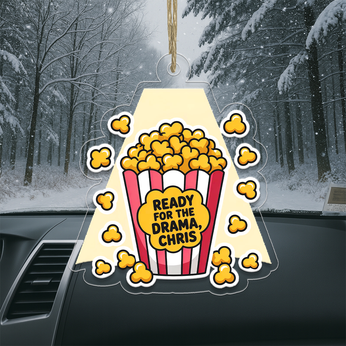 Funny Popcorn Ready For The Drama Ornament, Personalized Custom Christmas Ornament, Gift for Friends, Drama Holiday Keepsake
