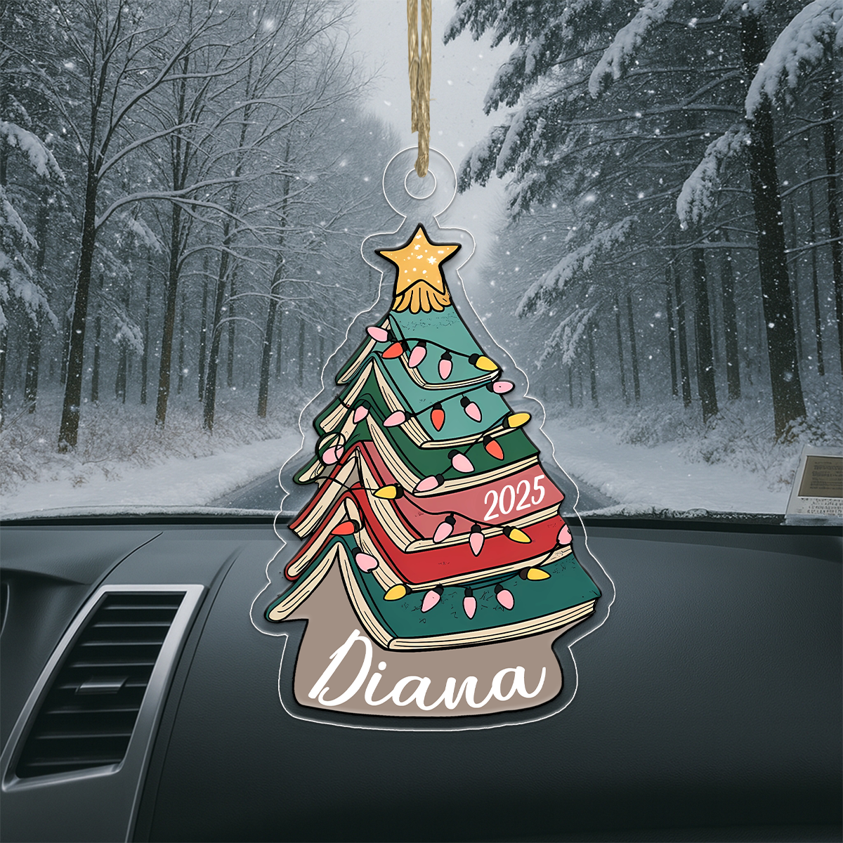 Custom Name Book Xmas Tree 2025 Acrylic Ornament Christmas Gift