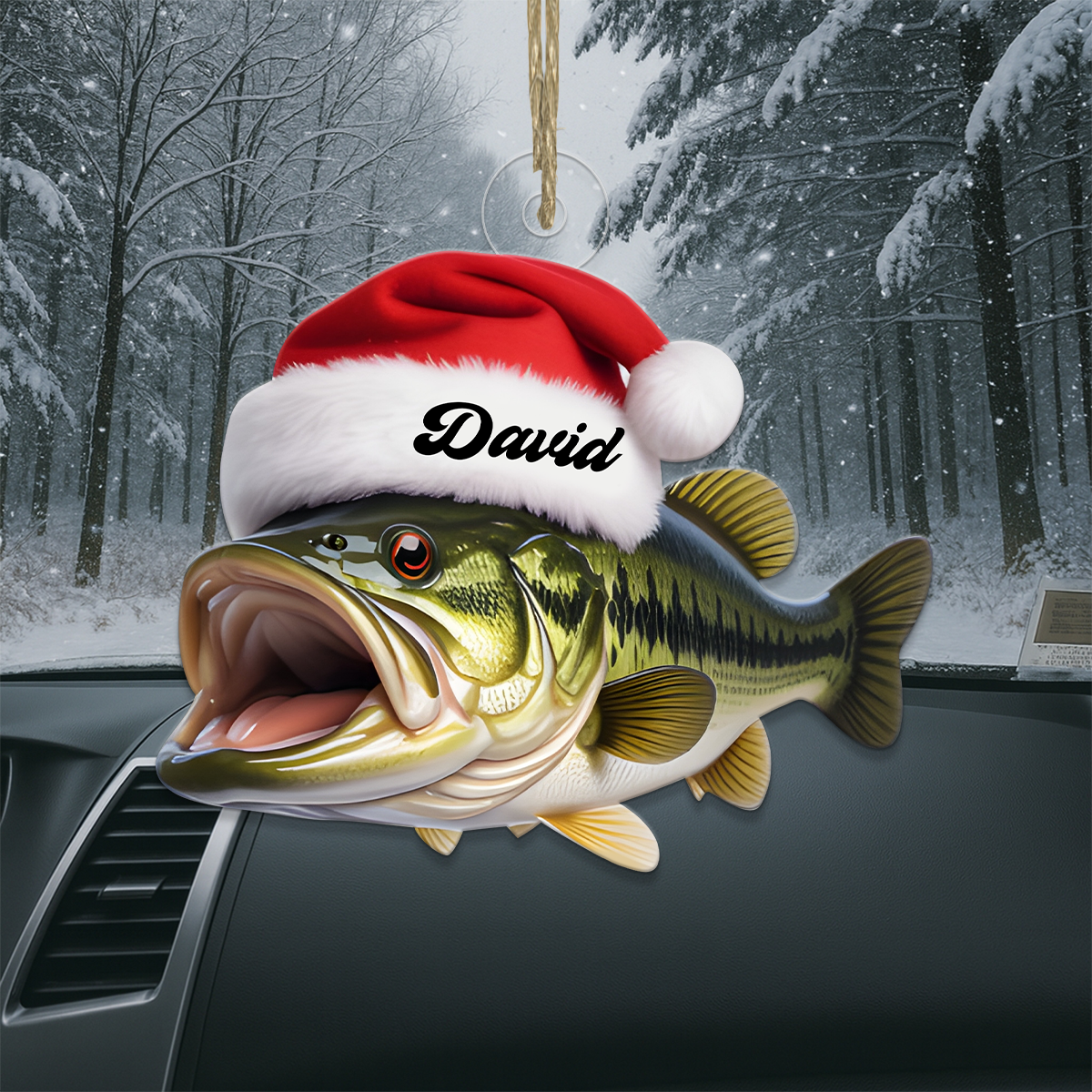 Custom Name Bass Fish Christmas Acrylic Ornament Christmas Gift
