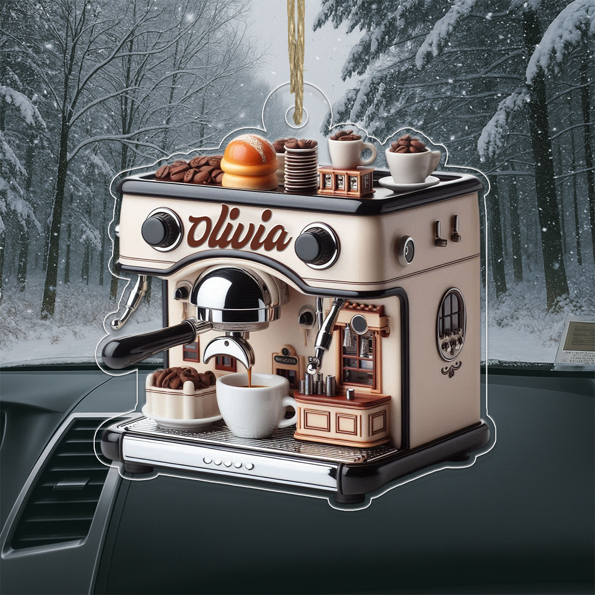 Custom Name Coffee Maker For Coffee Lover Acrylic Ornament Christmas Gift