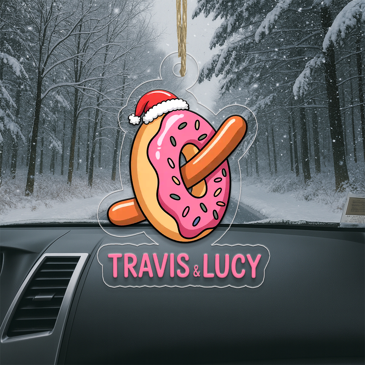 Personalized Funny Food Doughnut and Hotdog Ornament, Custom Gift for Food Lovers, Funny Ornament, Custom Holiday Gift, Funny Food Ornament