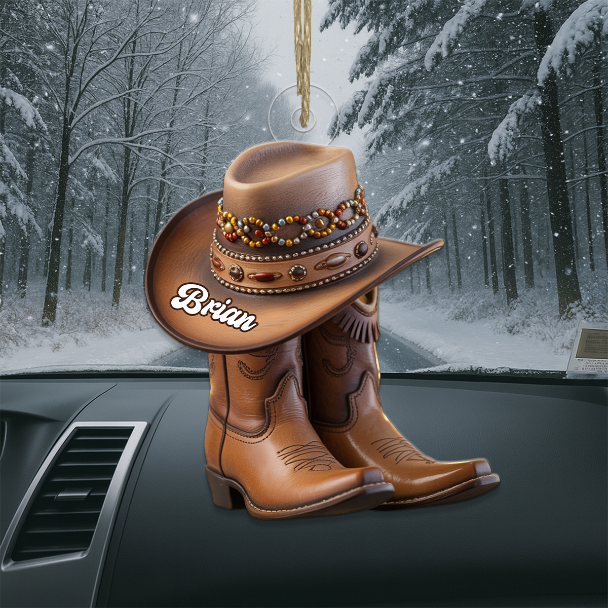 Custom Name Cowboy Boots Acrylic Ornament Christmas Gift