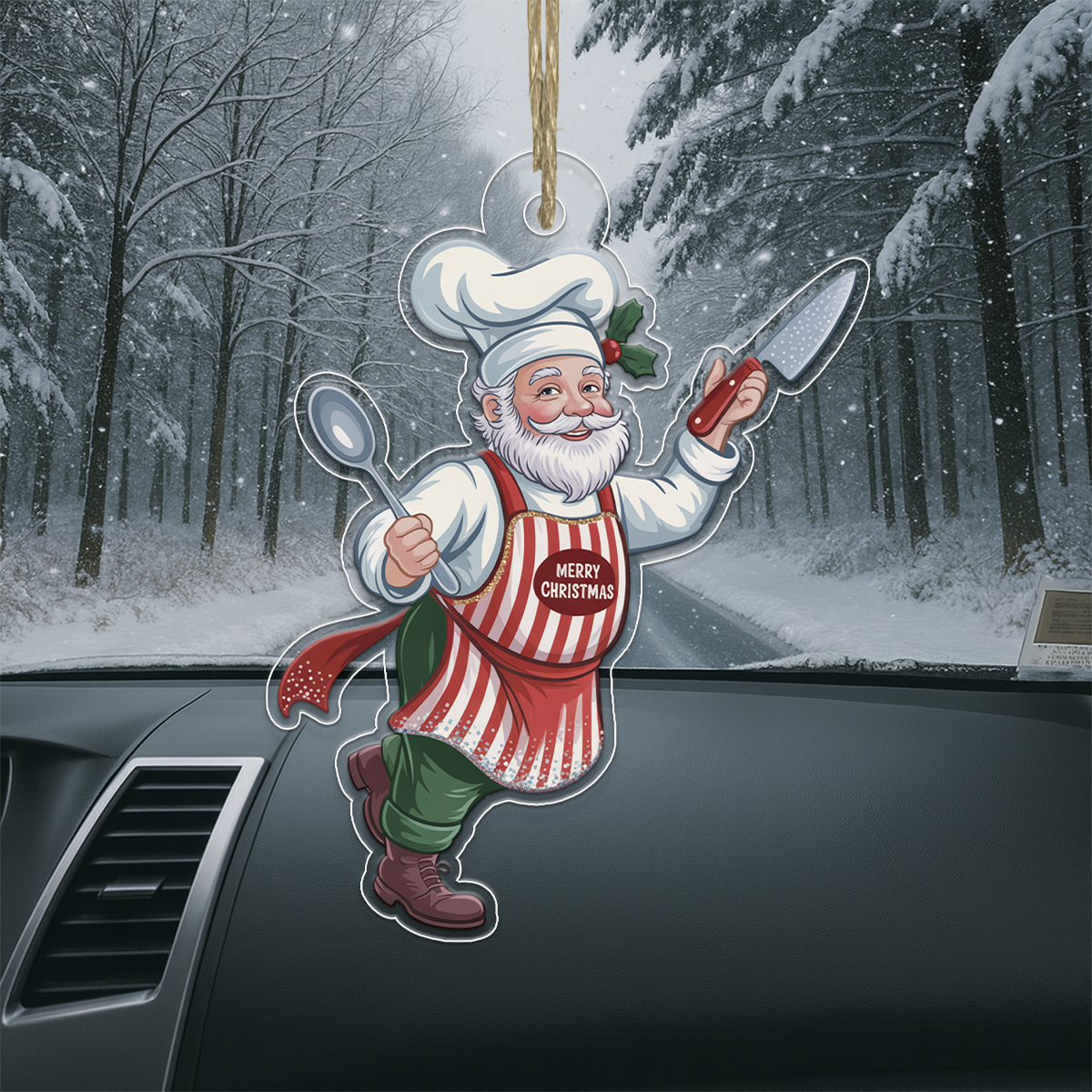 Personalized Santa Chef Acrylic Ornament Christmas Gift