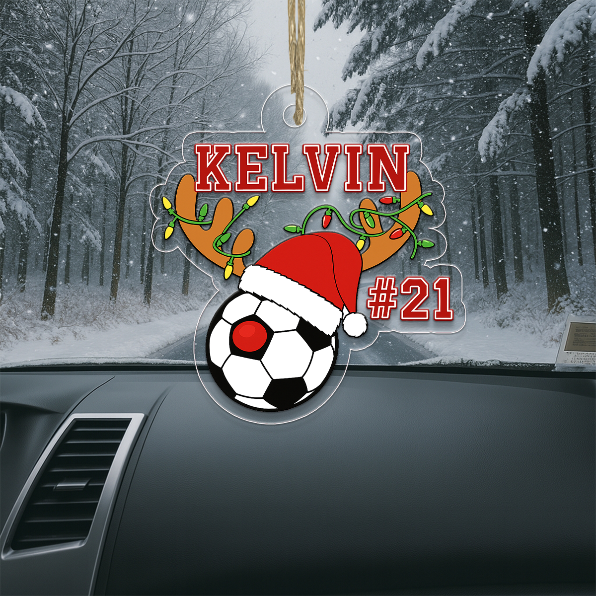Custom Name And Number Soccer Acrylic Ornament Christmas Gift
