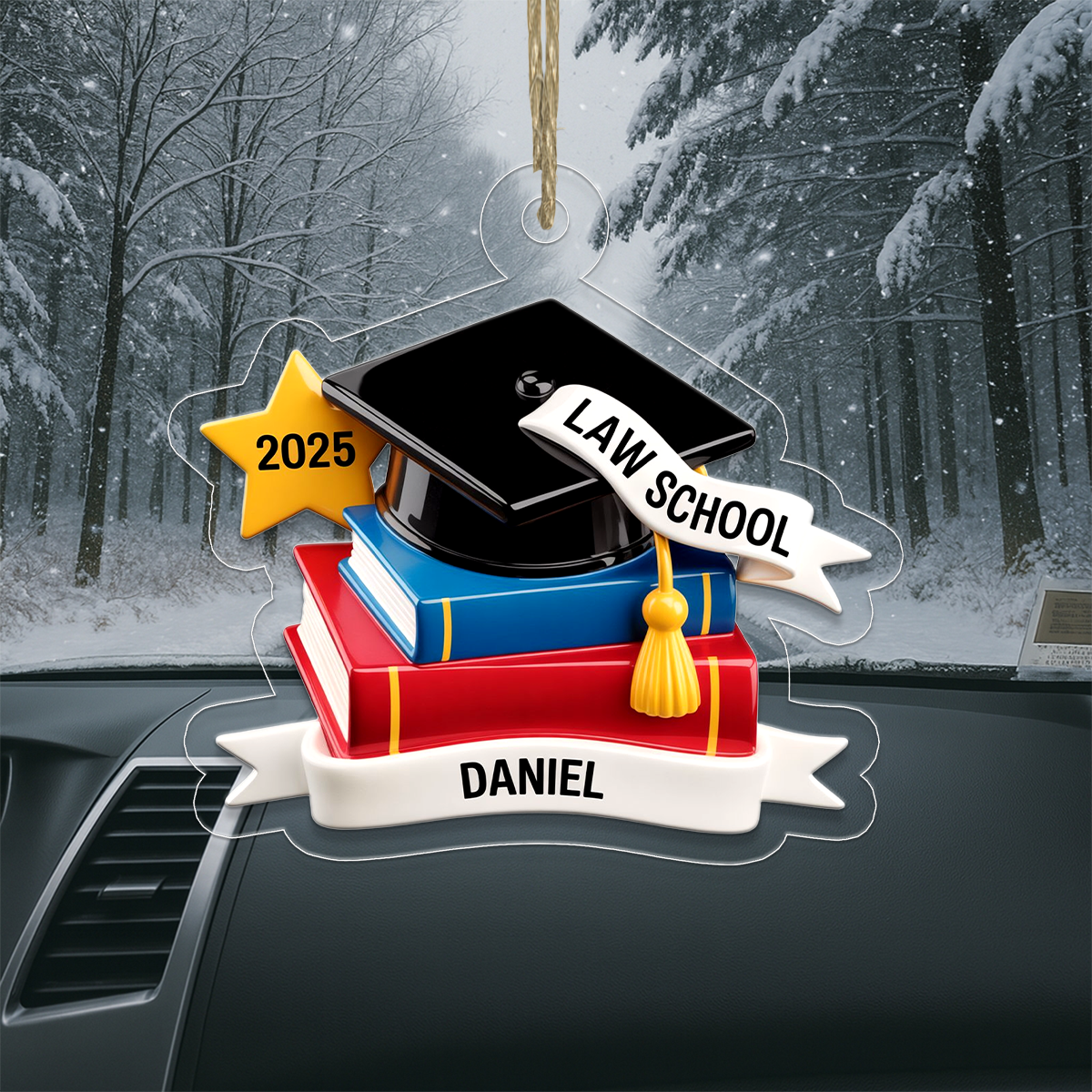 Custom Graduation Cap Ornament with Books, Personalized Graduation Ornament, Graduation Gift, Christmas Keepsake, Holiday Decoration