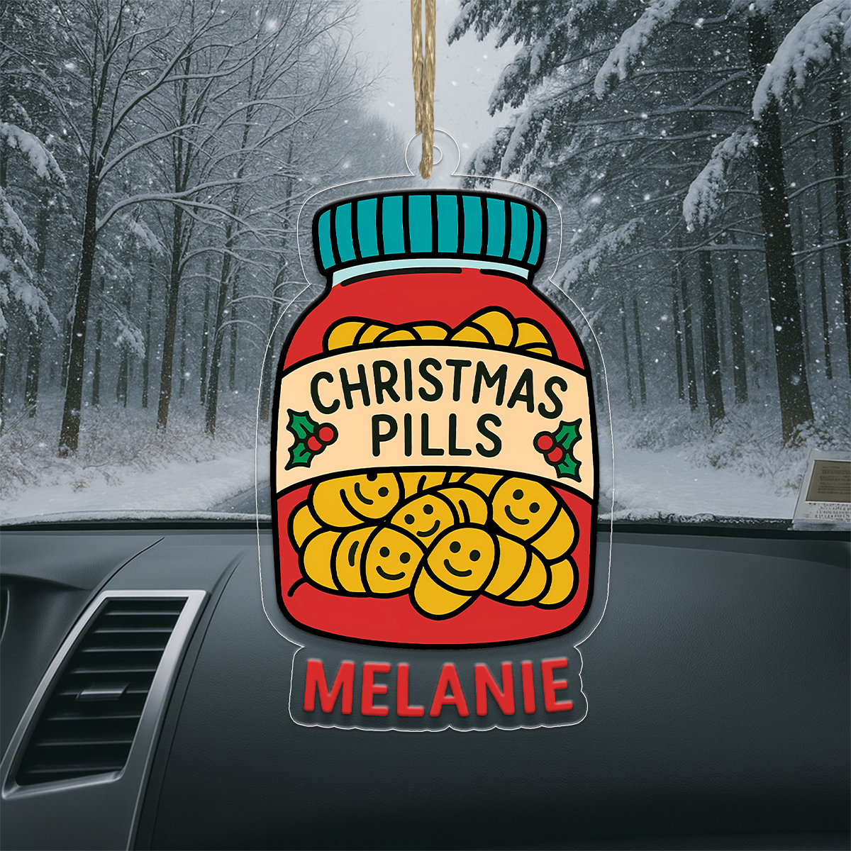 Personalized Happy Christmas Pill Ornament, Custom Funny Christmas Ornament, Humor Gag Gift, Medicine Decor