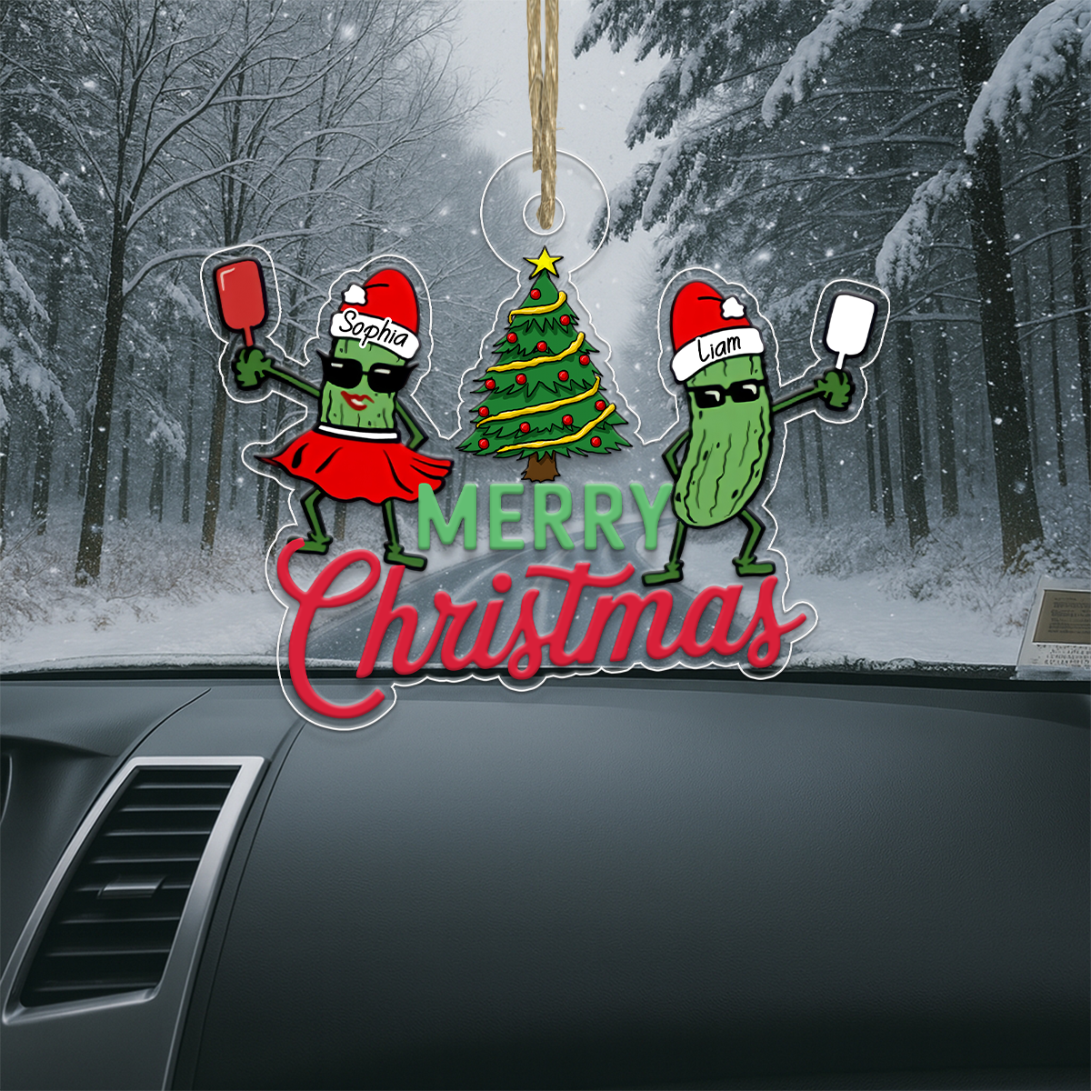 Personalized Pickleball Couple Xmas Acrylic Ornament Christmas Gift